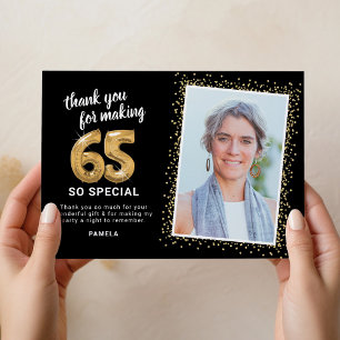 Carte De Remerciements Photo de 65e anniversaire moderne pour adulte