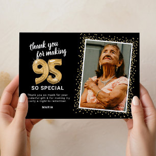 Carte De Remerciements Photo de 95e anniversaire moderne pour adulte