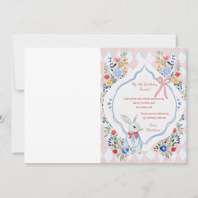 Carte De Remerciements Photo de anniversaire enchanté Alice au pays des m (Devant)