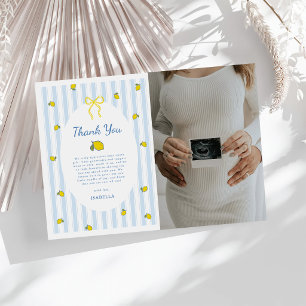 Carte De Remerciements Photo de Baby Shower au citron genre neutre