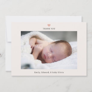 Carte De Remerciements Photo de Baby Shower avec un cœur reconnaissant
