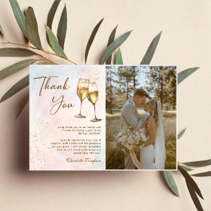 Carte De Remerciements Photo de Baby Shower de Champagne Bulles et Brunch
