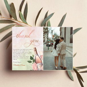 Carte De Remerciements Photo de Baby Shower de Champagne et Brunch