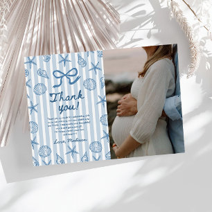 Carte De Remerciements Photo de Baby Shower de plage côtière coquillage