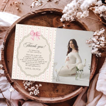Photo de Baby Shower Floral avec un Nœud Rose