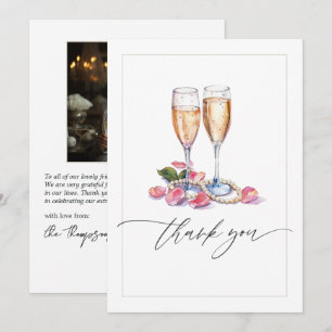 Carte De Remerciements Photo de Baby Shower Mariage Perles, Pétales et Pr