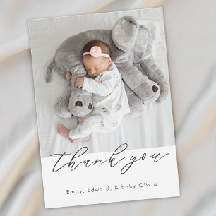 Carte De Remerciements Photo de Baby Shower Minimaliste Moderne