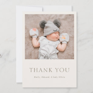 Carte De Remerciements Photo de Baby Shower Neutre et Chaleureux