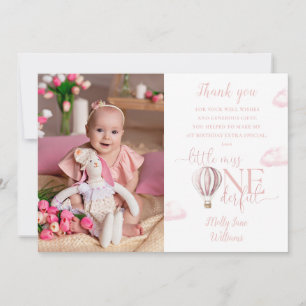 Carte De Remerciements Photo de ballon aérien rose pour une fête d'annive