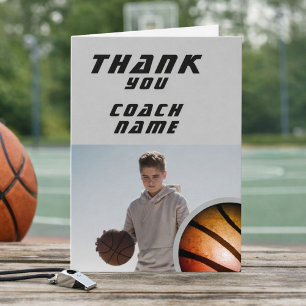 Carte De Remerciements Photo de ballon de basket-ball entraîneur