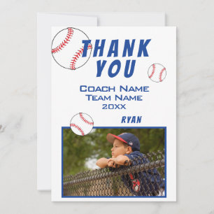 Carte De Remerciements Photo de baseball joueur équipe entraîneur