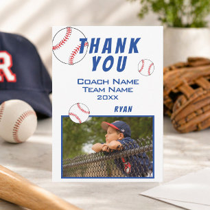 Carte De Remerciements Photo de baseball joueur équipe entraîneur