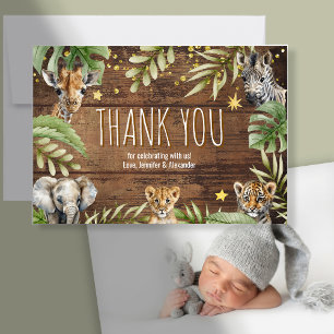 Carte De Remerciements Photo de bébé animaux pour Baby Shower sur le thèm