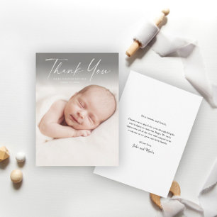 Carte De Remerciements Photo de bébé avec écriture moderne