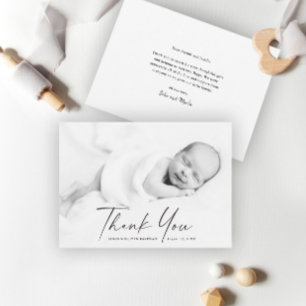Carte De Remerciements Photo de bébé avec écriture moderne