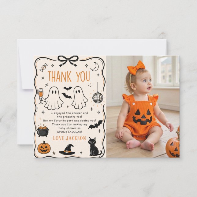 Carte De Remerciements photo de bébé Halloween (Devant)