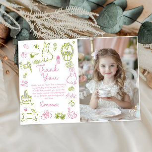 Carte De Remerciements Photo de brunch et chasse aux œufs de Pâques rose