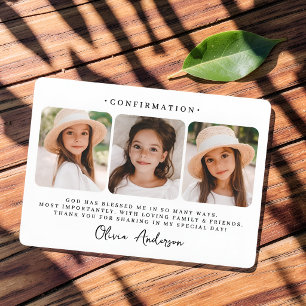 Carte De Remerciements Photo de Confirmation Moderne Simple et Chic