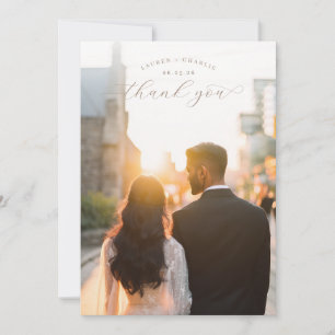Carte De Remerciements Photo de coucher de soleil doré romantique