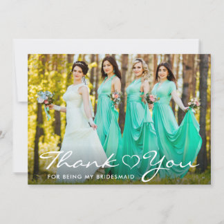 Carte De Remerciements Photo de demoiselle d'honneur à cœur de script mod