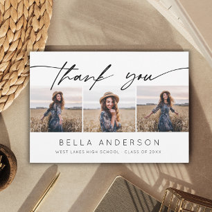 Carte De Remerciements Photo de diplôme moderne écriture manuscrite 3 