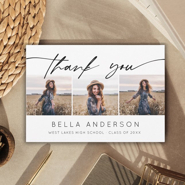 Carte De Remerciements Photo de diplôme moderne écriture manuscrite 3  (Créateur téléchargé)