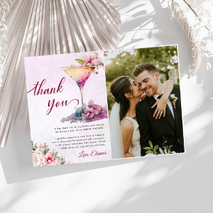Carte De Remerciements Photo de douche de mariée florale rose