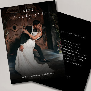Carte De Remerciements Photo de Faded foncée avec l'amour et Mariage de G