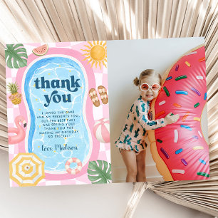 Carte De Remerciements Photo de fête d'anniversaire de fille sur le thème