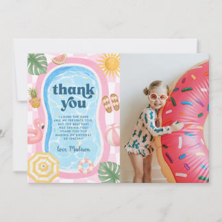 Carte De Remerciements Photo de fête d'anniversaire de fille sur le thème