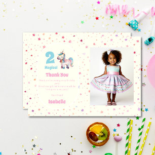 Carte De Remerciements Photo de fête d'anniversaire magique de Licorne De
