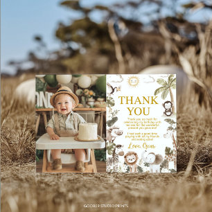 Carte De Remerciements Photo de fête d'anniversaire Safari Jungle Animals