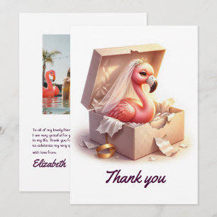 Carte De Remerciements Photo de fête de Bachelorette Flamingo Chaotique