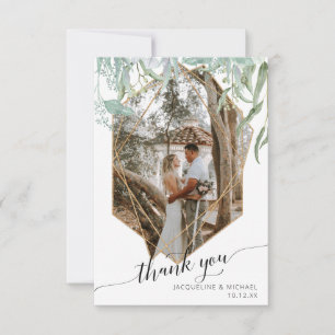 Carte De Remerciements Photo de feuillage simple et géométrique en feuill