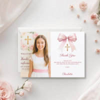 Photo de fille avec un ruban rose Confirmation