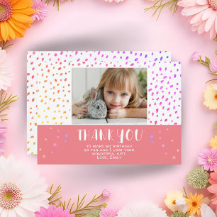 Carte De Remerciements Photo de fille d'anniversaire avec des étoiles ros