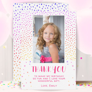 Carte De Remerciements Photo de fille d'anniversaire avec des étoiles ros