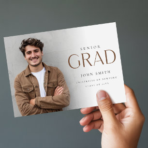 Carte De Remerciements Photo de fin d'études senior élégante Maître de la