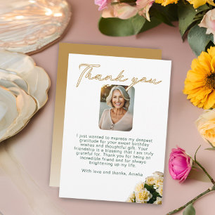 Carte De Remerciements Photo de Fleurs de Roses Jaunes Élégantes pour Ann