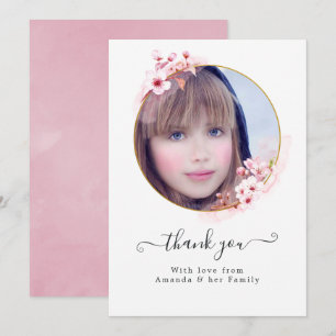 Carte De Remerciements Photo de floraison de cerisier rose printanier