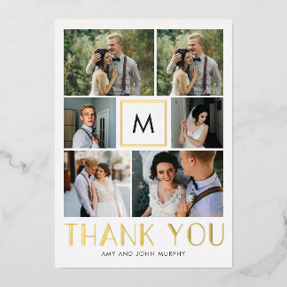 Carte de remerciements photo de FOIL initial moder