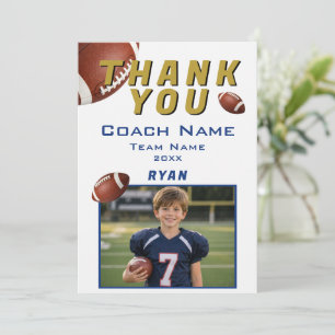 Carte De Remerciements Photo de football américain joueur équipe entraîne
