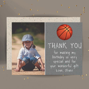 Carte De Remerciements Photo de garçon ballon de basket Anniversaire de l