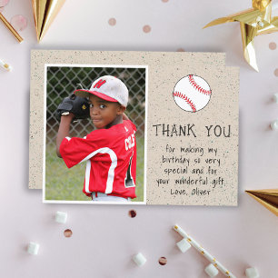 Carte De Remerciements Photo de garçon Baseball Balle Anniversaire Enfant