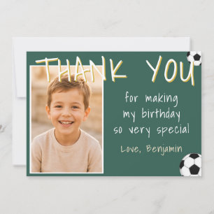 Carte De Remerciements Photo de garçon d'anniversaire de football