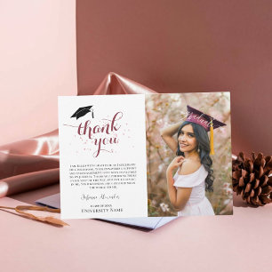 Carte De Remerciements Photo de graduation éditable tendance