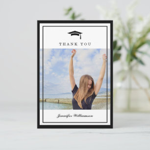 Carte De Remerciements Photo de graduation en noir et blanc classique