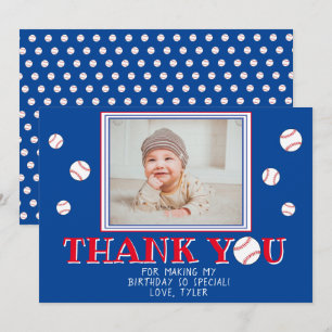 Carte De Remerciements Photo de joyeux anniversaire avec des balles de ba