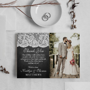 Carte De Remerciements Photo de la collection Mariage Chalkboard & Lace