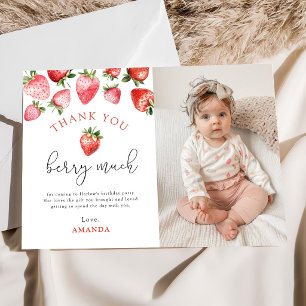 Carte De Remerciements Photo de la douce première année de la fraise